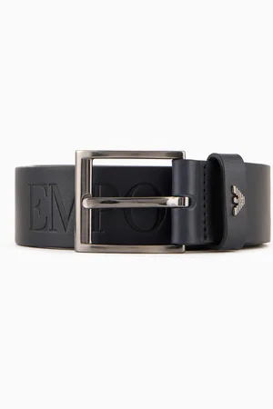 Emporio Armani Gürtel aus getrommeltem Leder mit Maxi-Lettering-Logo