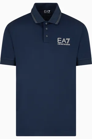 EA7 Kurz??rmliges Gold Label-Poloshirt aus Viskose-Jersey
