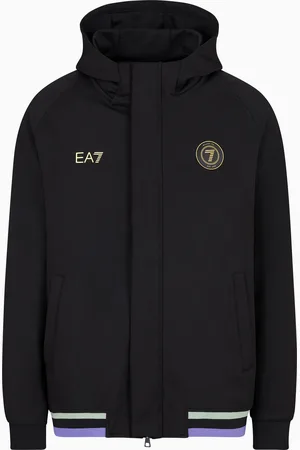 EA7 Soccer-Sweatshirt mit Kapuze, gefertigt aus Stretch-Twill