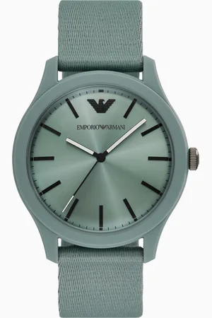 Emporio Armani #tide Ocean Material® Dreizeigeruhr aus grünem Nylon-Gewebe