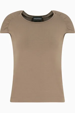 Emporio Armani T-Shirt mit gerafften Ärmeln, gefertigt aus Stretchjersey