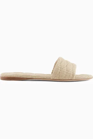 Giorgio Armani Flache Sandalen aus gestepptem Raffiabast