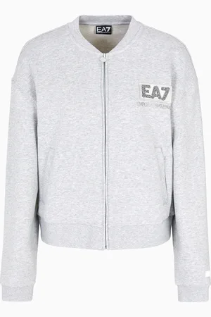 EA7 Logo Series Jersey-Sweatshirt mit Rundhalsausschnitt aus Baumwollstretch