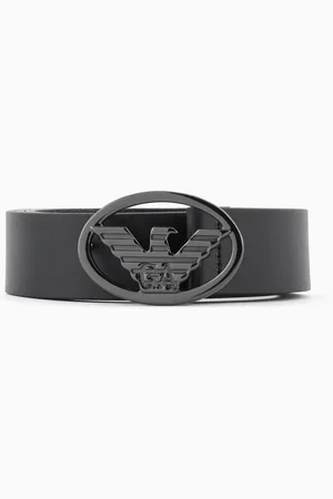 Emporio Armani Gürtel aus glattem Leder mit Adler-Plakette