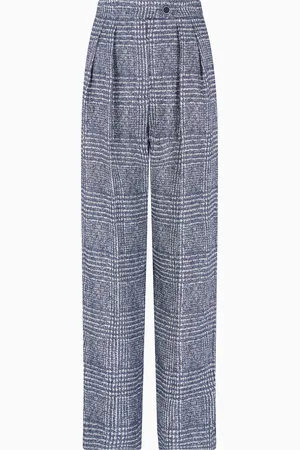 Emporio Armani Hose mit Bundfalten aus einer Leinen-Viskose-Mischung mit Prince-of-Wales-Muster