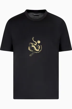 Emporio Armani ASV T-Shirt aus einer Jersey-Lyocell-Mischung mit Stickerei