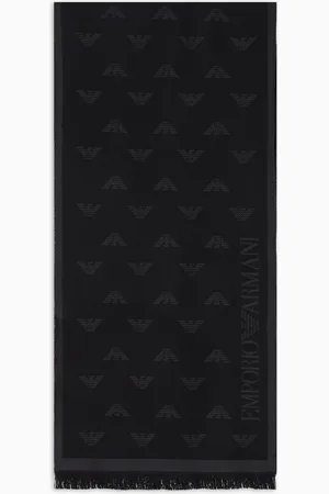 Emporio Armani Schal aus Wolle mit Allover-Jacquard-Adler