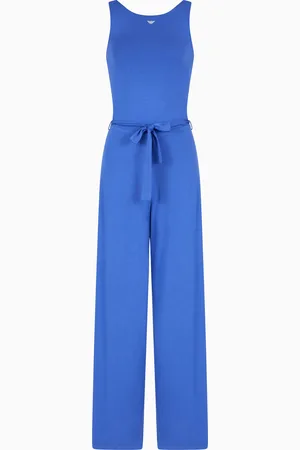 Emporio Armani ASV Beachwear Jumpsuit mit Logo und Mikro-Nieten aus recycelter Viskose