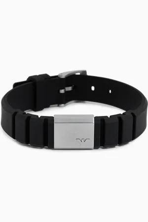 Emporio Armani ID-Armband aus schwarzem Silikon und Edelstahl