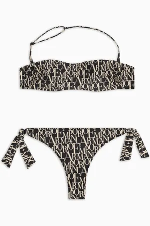 Emporio Armani Bikini mit gefüttertem Bandeau mit Logomania-Print
