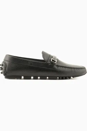 Emporio Armani Driver-Mokassins aus genarbtem Leder mit Steigbügeldetail
