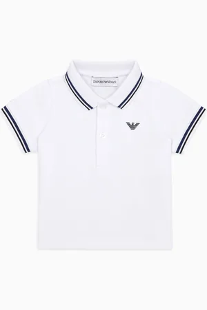 Emporio Armani Poloshirt aus Stretch-Pikee mit gestreiften Bündchen