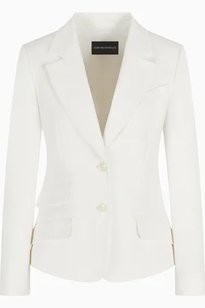 Emporio Armani Einreihiger Blazer aus kompaktem Baumwollstretch