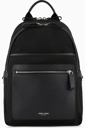 Giorgio Armani Rucksack aus recyceltem Nylon und genarbtem Leder ASV