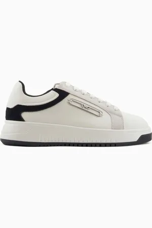 Emporio Armani Sneaker aus Leder mit Veloursleder-Details und Adler-Plakette