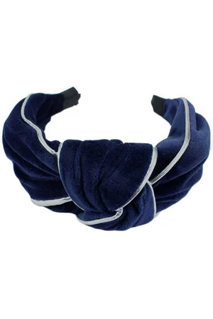 everneed Velour Haarreifen - Navy Blau/Silber (U)