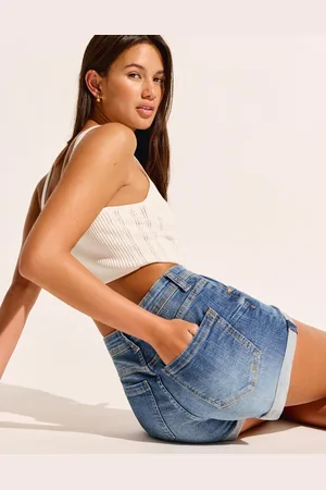 Bershka Jeansshorts Mit Roll-Up Damen 32 Ausgewaschenes Blau