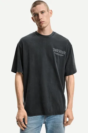 Bershka T-Shirt Mit Print Und Kurzen Ärmeln Herren Xs Schwarz
