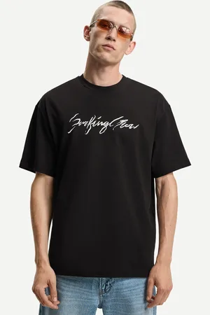 Bershka Oversize-T-Shirt Mit Kurzen Ärmeln Und Print Herren Xs Schwarz