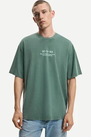 Bershka T-Shirt Mit Print Und Kurzen Ärmeln Herren Xs Grün