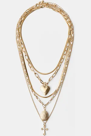 Bershka 5er-Pack Halsketten Kreuz Damen Gold