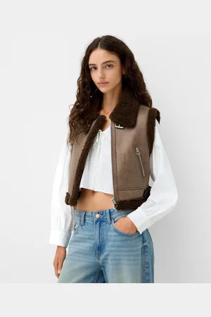 Bershka Doubleface-Weste Damen Xs Braun