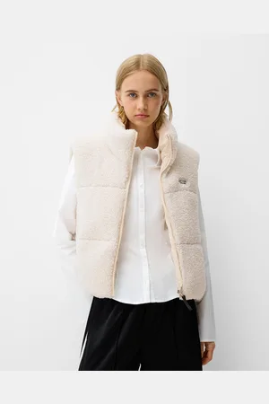 Bershka Wendeweste Aus Lammfellimitat Damen Xs Rohweiß