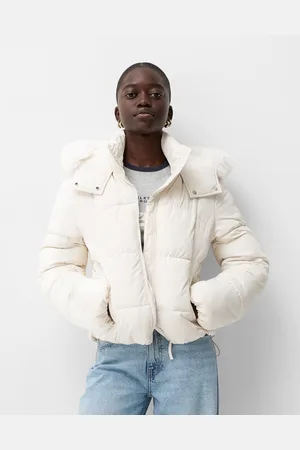 Bershka Steppjacke Aus Kunstfell Mit Kapuze Damen Xs Rohweiß