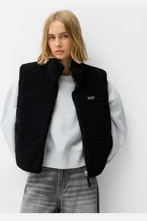 Bershka Wende-Weste Aus Lammfellimitat Damen Xs Schwarz
