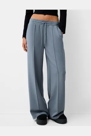 Bershka Soft-Wide-Leg-Hose Damen S Dunkelgrau
