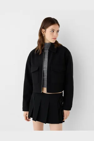 Bershka Soft-Cropped-Jacke Damen Xs Schwarz