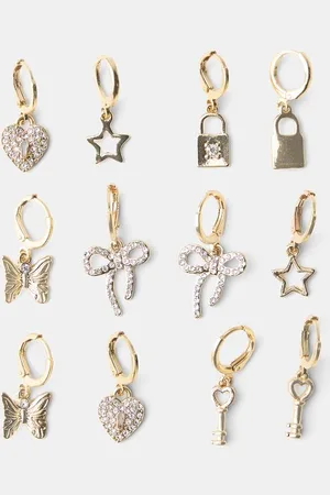 Bershka 6er-Pack Ohrringe Mit Glitzer Damen Gold
