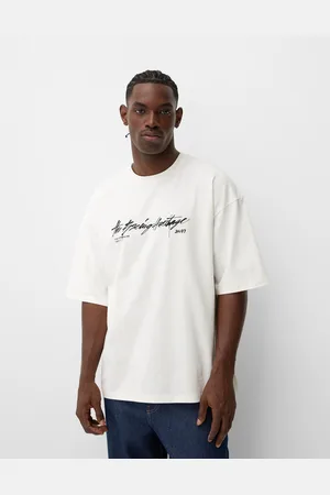 Bershka Oversize-T-Shirt Mit Print Herren S Weiss