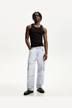 Bershka Jeans Im Cargo- Und Baggyhosen-Stil Herren 32 Hellblau