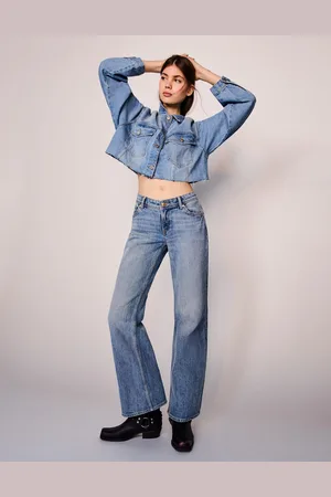 Bershka Low Waist Bootcut-Jeans Damen 32 Ausgewaschenes Blau