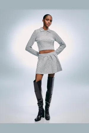 Bershka Minirock Mit Flechtmuster Damen Xs-S Grau