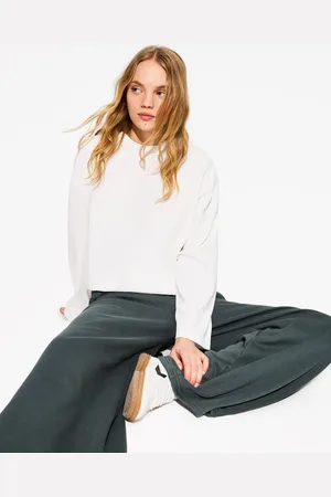 Bershka Langarmshirt Aus Baumwolle Damen M Grbrochenes Weiss