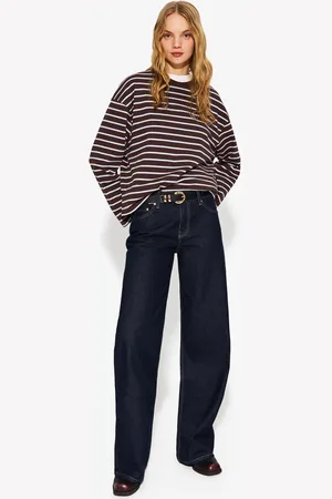 Bershka Langarmshirt Aus Baumwolle Damen Xs Braun