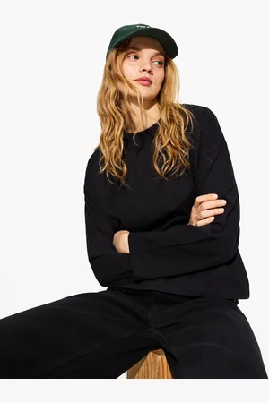 Bershka Langarmshirt Aus Baumwolle Damen Xs Schwarz
