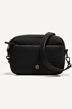 Bershka Crossbody-Tasche Mit Gummiertem Finish Und Monogramm Herren Schwarz