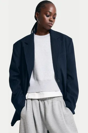 Bershka Oversize-Blazer Mit Nadelstreifen Damen Xs Blau