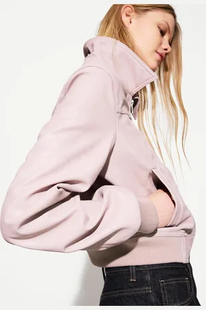 Bershka Kunstlederjacke Mit Rippenbündchen Damen Xs Rosa