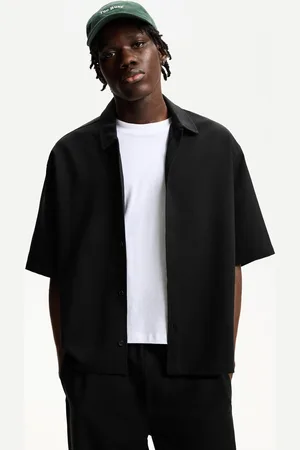 Bershka Tailoring-Hemd Im Boxy-Fit Mit Kurzen Ärmeln Herren Xs Schwarz