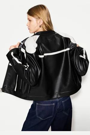 Bershka Kunstlederjacke Mit Print Damen Xs Schwarz