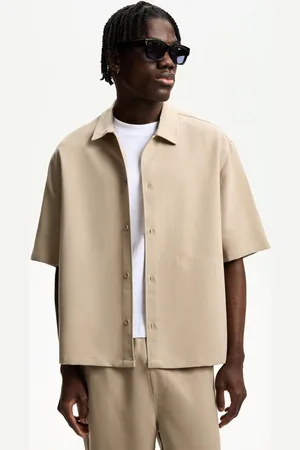 Bershka Tailoring-Hemd Im Boxy-Fit Mit Kurzen Ärmeln Herren Xs Camel