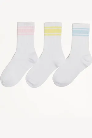 Bershka 3-Er Pack Sportsocken Damen Weiss
