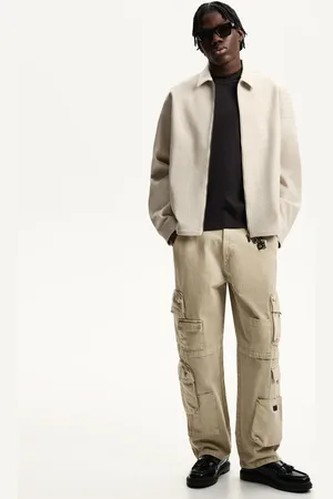 Bershka Baggyhose Mit Mehreren Cargotaschen Herren 34 Sandfarbe