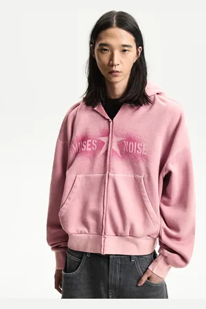Bershka Sweatshirt Mit Kapuze Und Cropped-Print Herren Xs Rosa