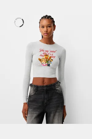Bershka Langarmshirt Muppets Mit Langen Ärmeln Damen Xs Grau