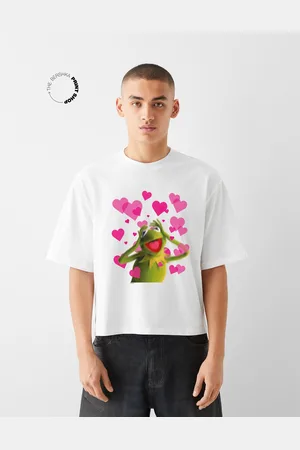 Bershka Cropped-T-Shirt Muppets Mit Kurzen Ärmeln Herren Xs Weiss
